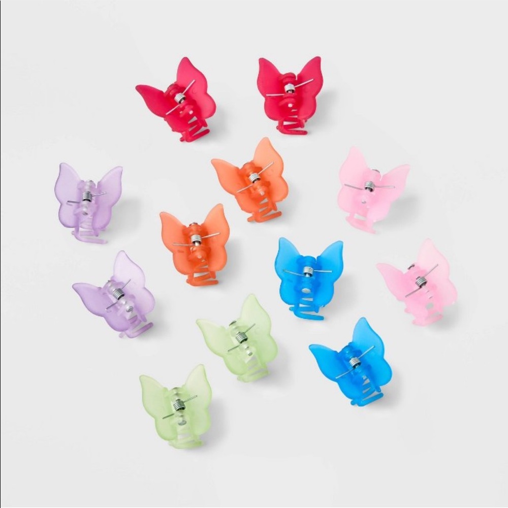 Art Class Frosted Butterfly Hair Clips, 12 pack
